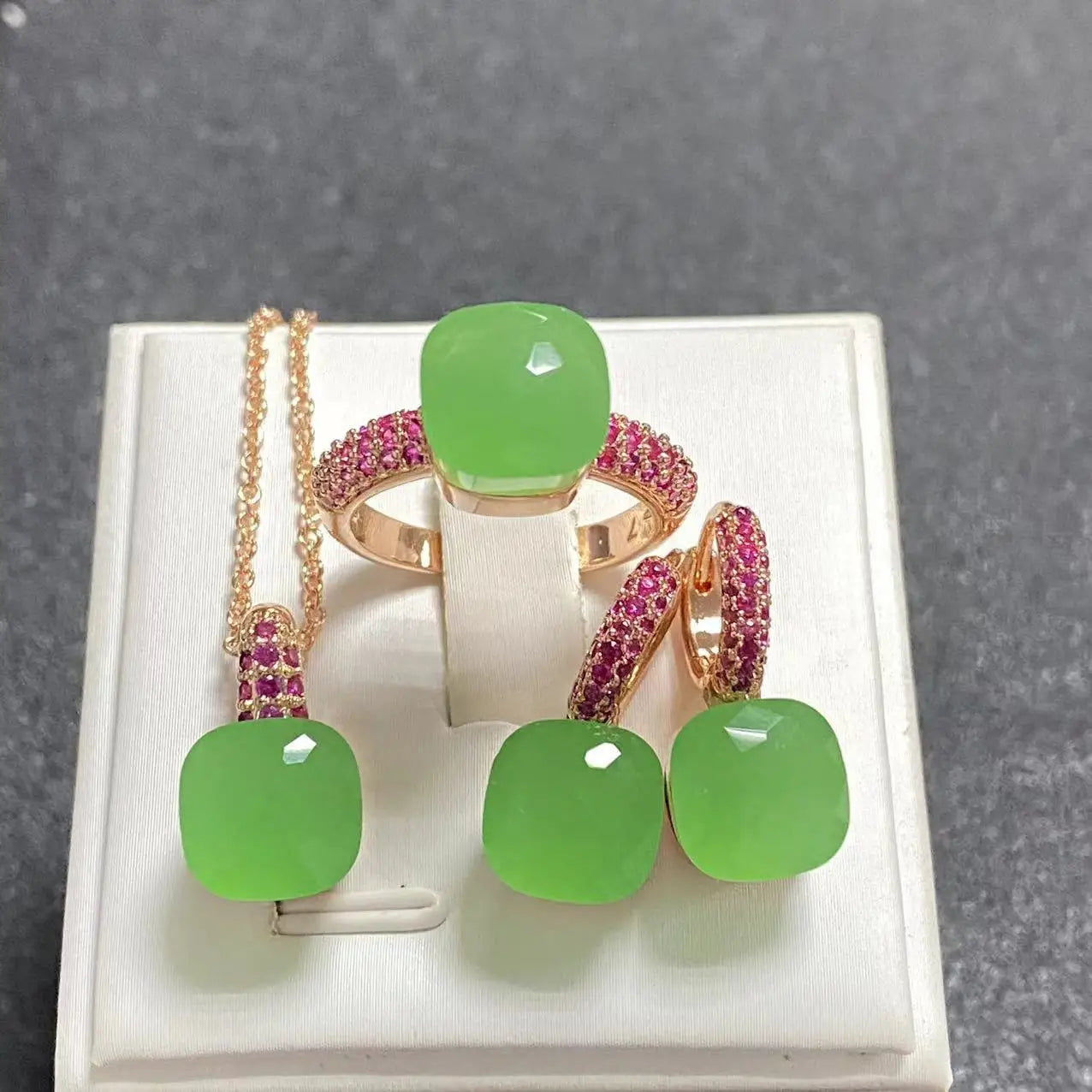 3Pcs Rose Gold Plated Jewelry set with Inlay Purple Zircon Crystal