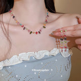18K Gold Plated New Luxury Colorful Crystal Zircon Necklace Fashion Jewellery.