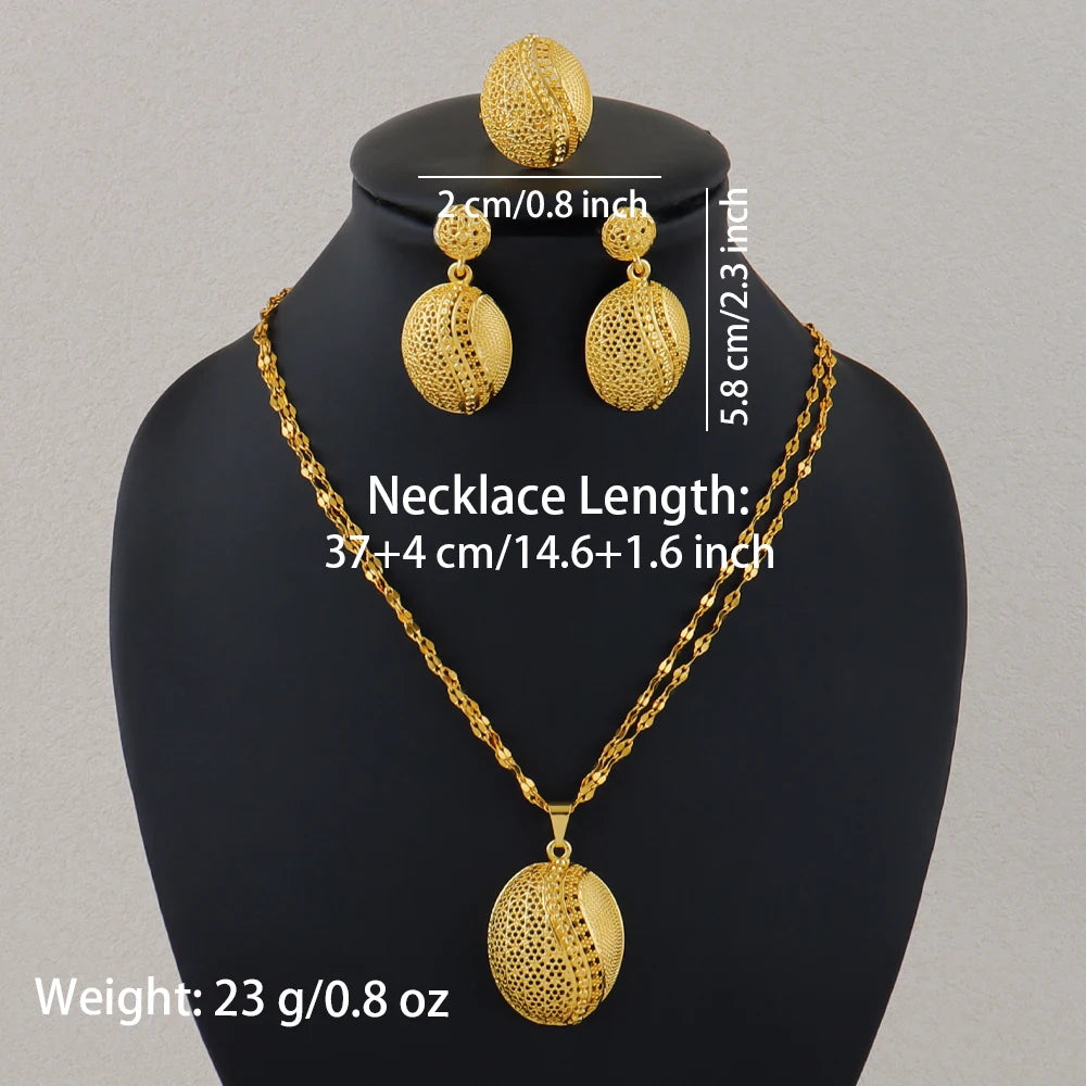 Gold plated color set, Necklace and earrings set for women high quality plated jewelry set.