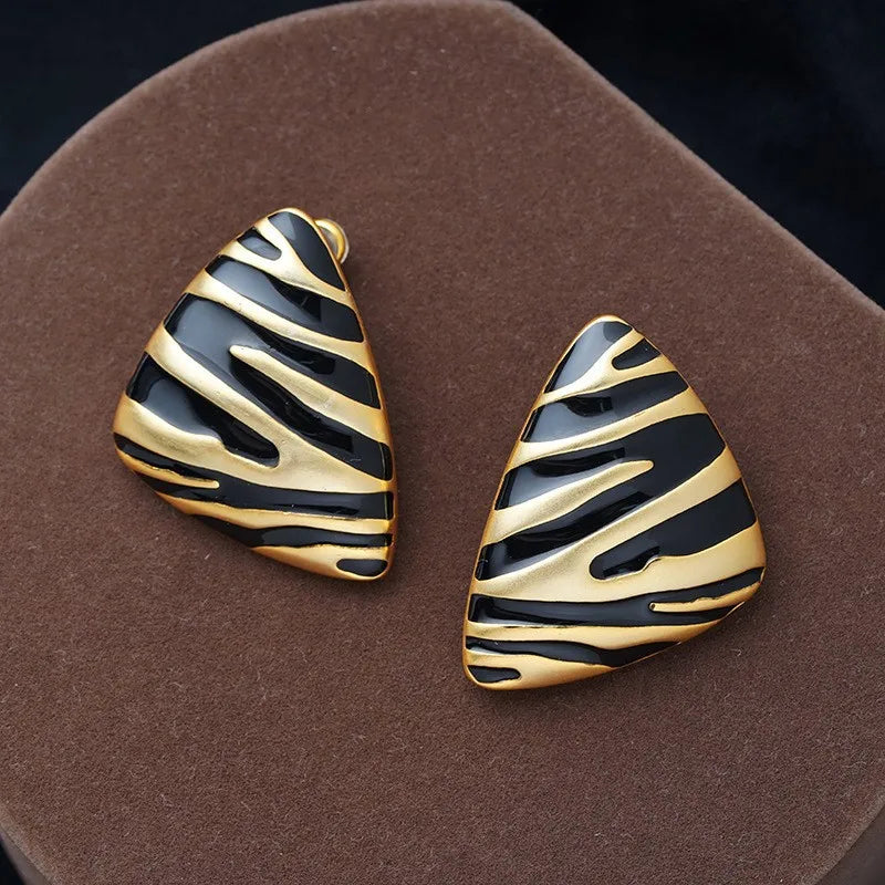 Trendy Enamel Color Metal Texture Small Hoop Earrings, Gold Plated Jewellery Gifts.