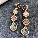 Fashion Jewellery Full Zircon Inlaid Colorful Glass Geometric Stud Earrings Elegant Accessory.