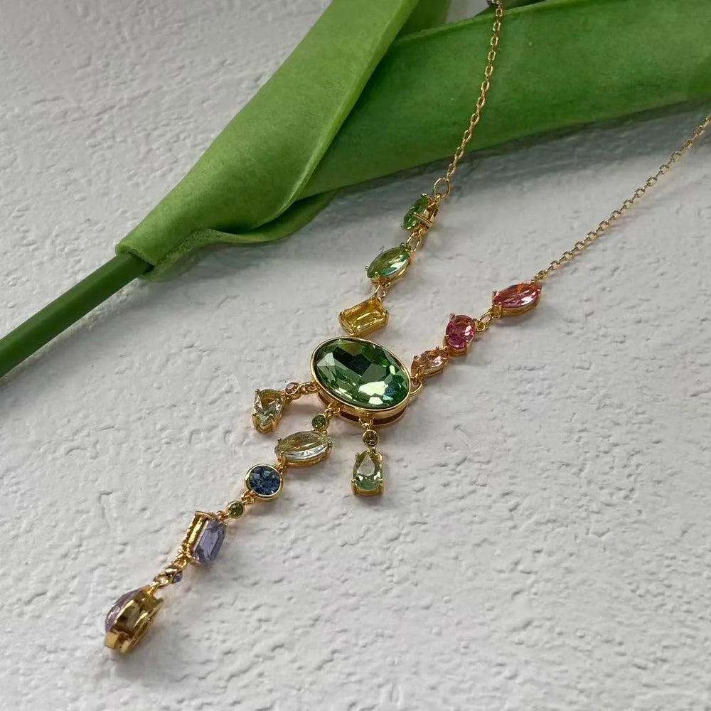 New necklace women's niche design bracelet high-end earrings light luxury ring jewellery set.