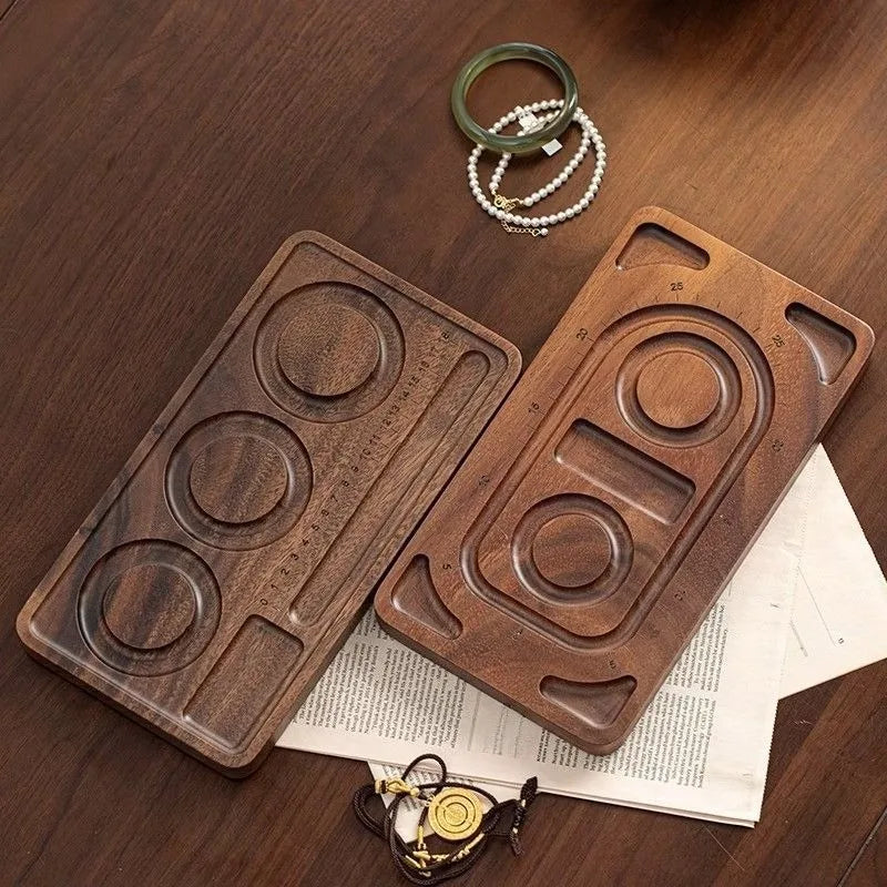 Walnut Wood Display Stand Bracelet Necklace Holder Tray Photography Props Jewelry Organizer for Retail Show Exhibition