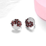 Natural Red Garnet Solid Silver Clip Earring 5.2 Carats Genuine Garnet Faced Cut Elegant Style.