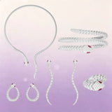 S925 Sterling Silver Hollow Mesh Snake Shape Ring Earrings Bracelet Necklace Luxury Fashion Jewellery.