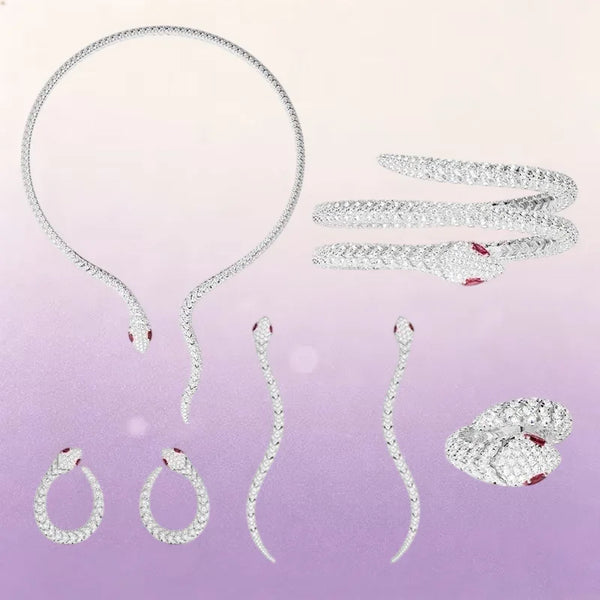 S925 Sterling Silver Hollow Mesh Snake Shape Ring Earrings Bracelet Necklace Luxury Fashion Jewellery.