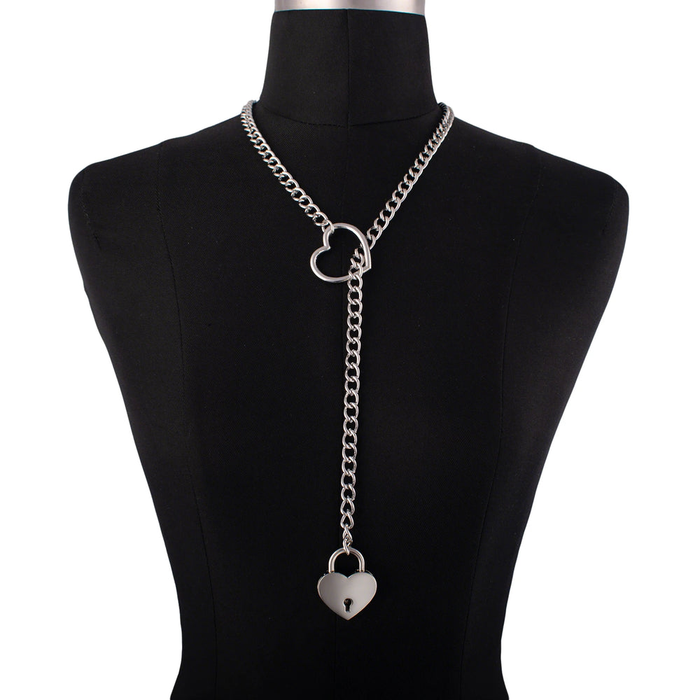Heart Lock Slip Chain Necklace Love Chains Padlock Necklace.