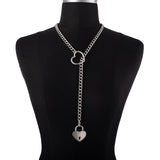 Heart Lock Slip Chain Necklace Love Chains Padlock Necklace.