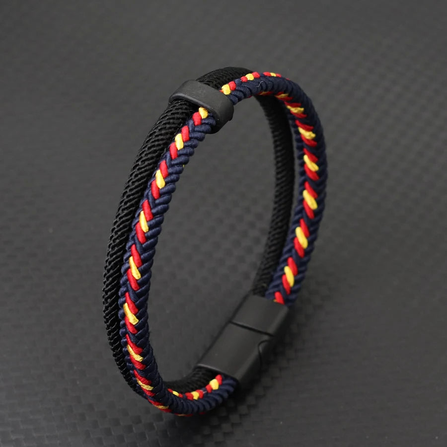 Noter Germany Flag Braided Bracelet For Men Handmade Woven Rope Wristband Grade A Fabric National Color Bangle Football Fan Gift
