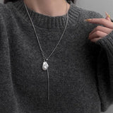 Stainless Steel Long with Pearls Necklace for Women Adjustable Chain Fashion Jewellery.