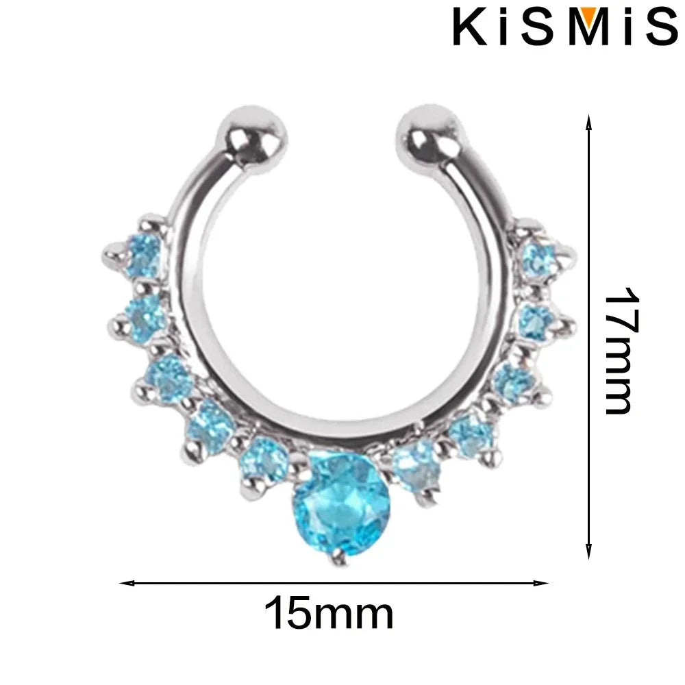 1PC Fashion Rhinestone Nose Ring Lip Ring Faux Septum Rings Unisex Jewelry.