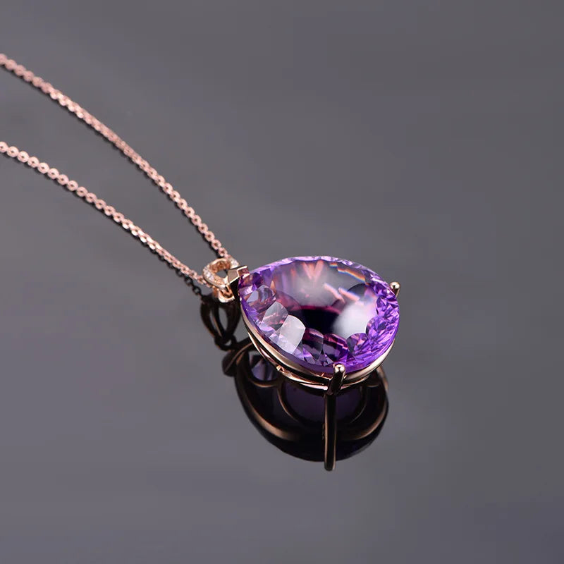 Natural Purple Amethyst Quartz Brazil Faceted Heart Love Pendant Silver Healing Stone Necklace AAAAAA