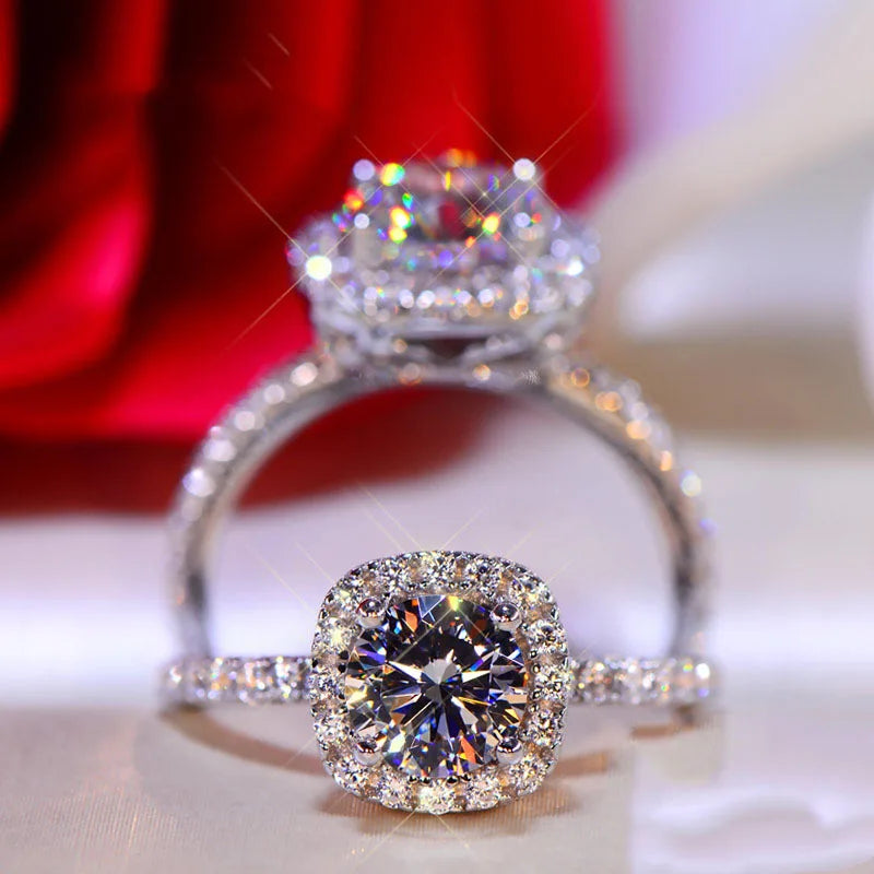 Moissanite Diamond Square Ring D Color 1CT 2CT Real 925 Sterling Silver Fine Jewellery RI018.