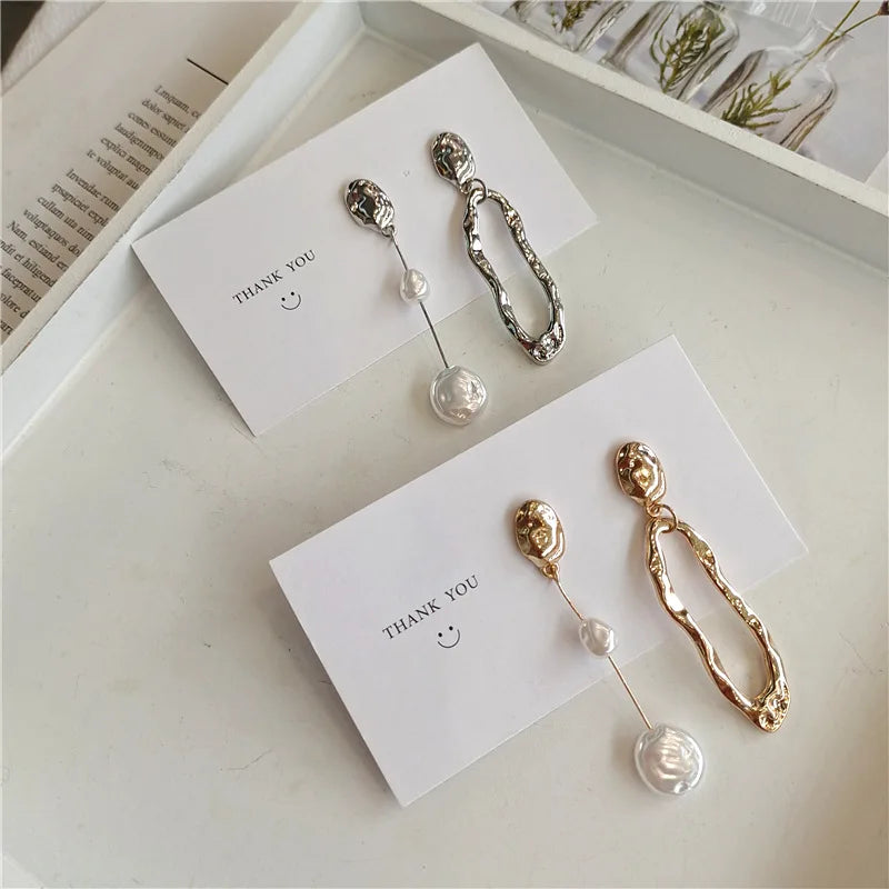 New Elegant Irregular Earring Pearl Metallic