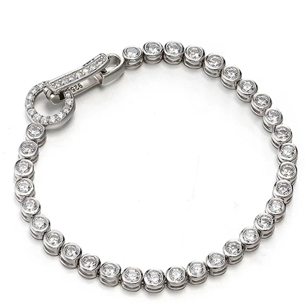 100% 925 Sterling Silver Create Moissanite Party Fashion Women's Chain Bracelet Boutique Jewelry Wedding Ring