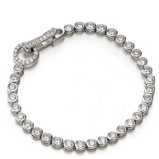 100% 925 Sterling Silver Create Moissanite Party Fashion Women's Chain Bracelet Boutique Jewelry Wedding Ring