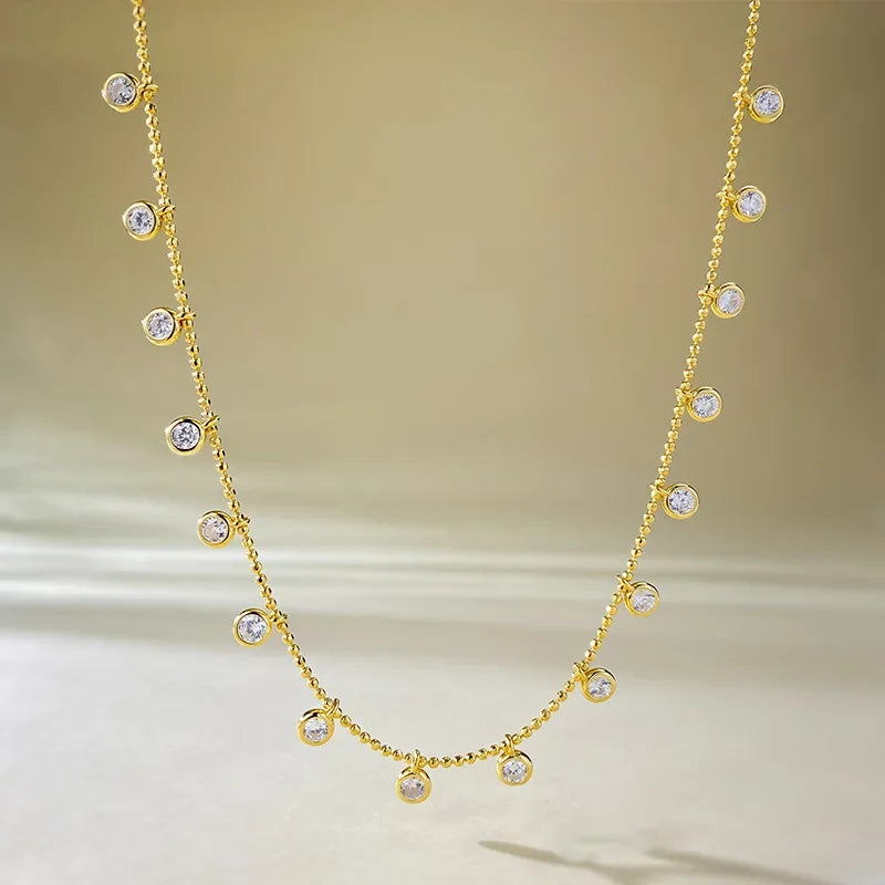 Charm Moissanite Diamond Necklace 100% Real 925 Sterling Silver Jewellery.