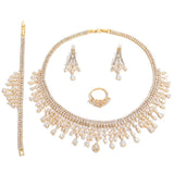 Luxurious Bracelet Earring Necklace And Ring Set Accessories.