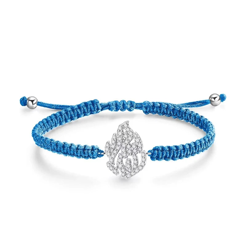 MUXIFC All Moissanite Bracelets Braided-rope Adjustable Hand Chain For Women Men 925 Silver Fashion Flame Bracelet GRA Jewelry