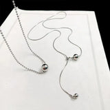 Personality Design Silver Color Stainless Steel Beaded Ball Pendant Necklace, Double Layer Jewellery.