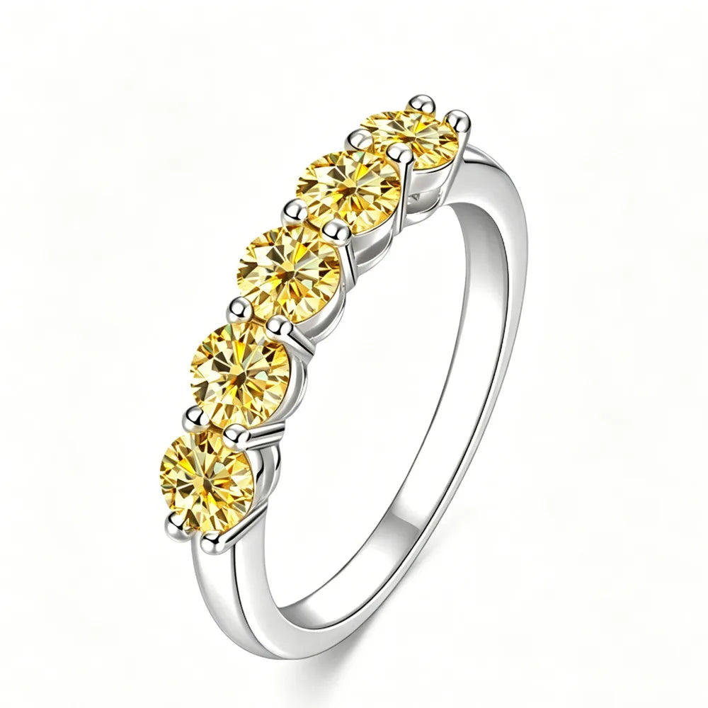 925 Sterling Silver Half Eternity Ring Round Cut D VVS1 Multi Color Moissanite Stackable Fine Jewellery.