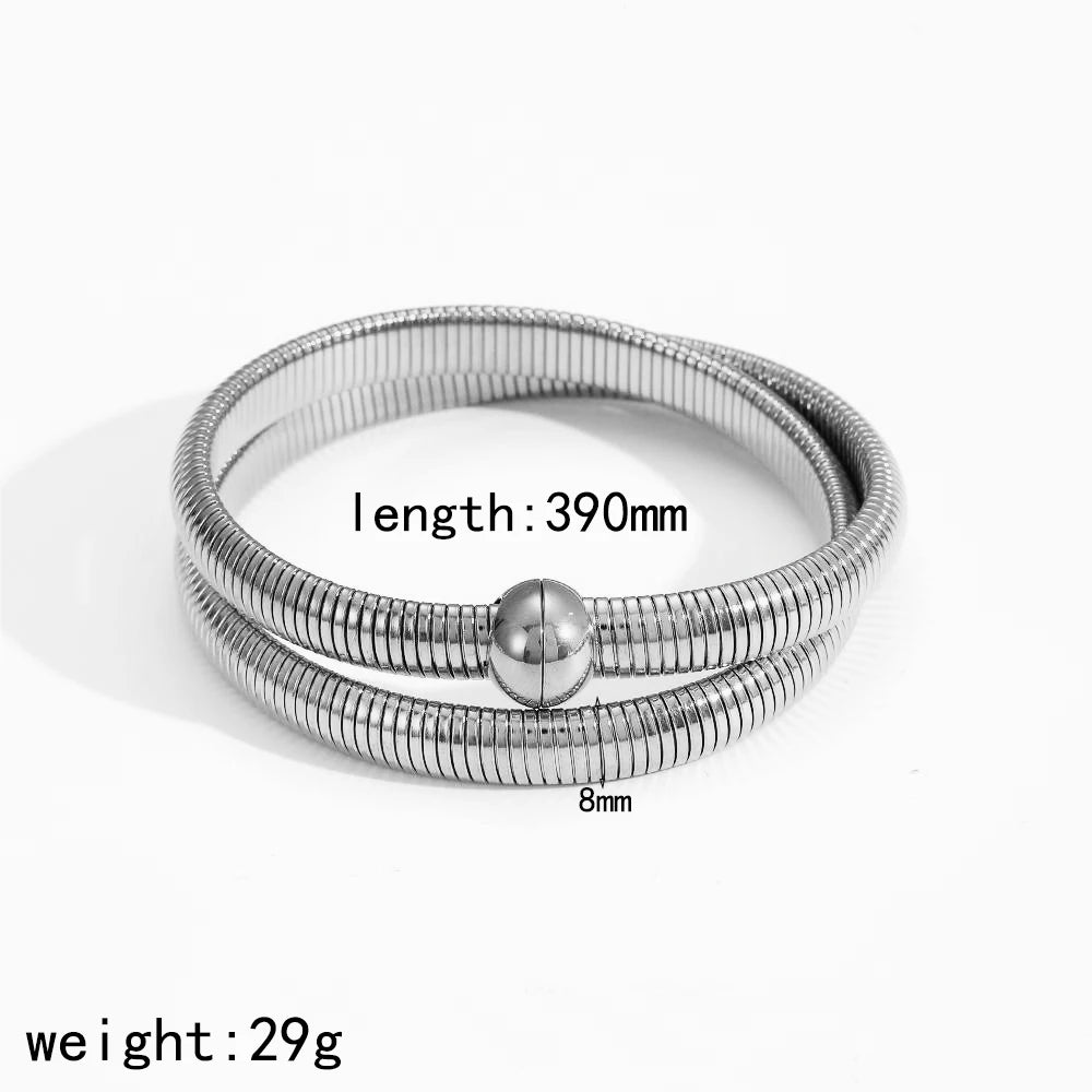 Fashion 18K Gold Plated Stainless Steel Elastic Bracelet Jewellery.