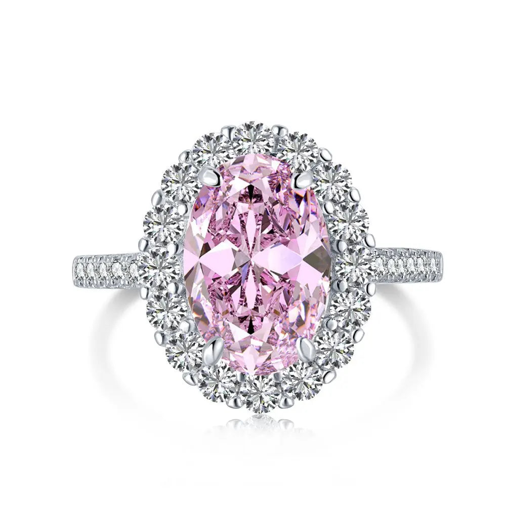 925 Sterling Silver Fine Jewelry Oval Cut 8A Cubic Zirconia Classic Luxury Ring.