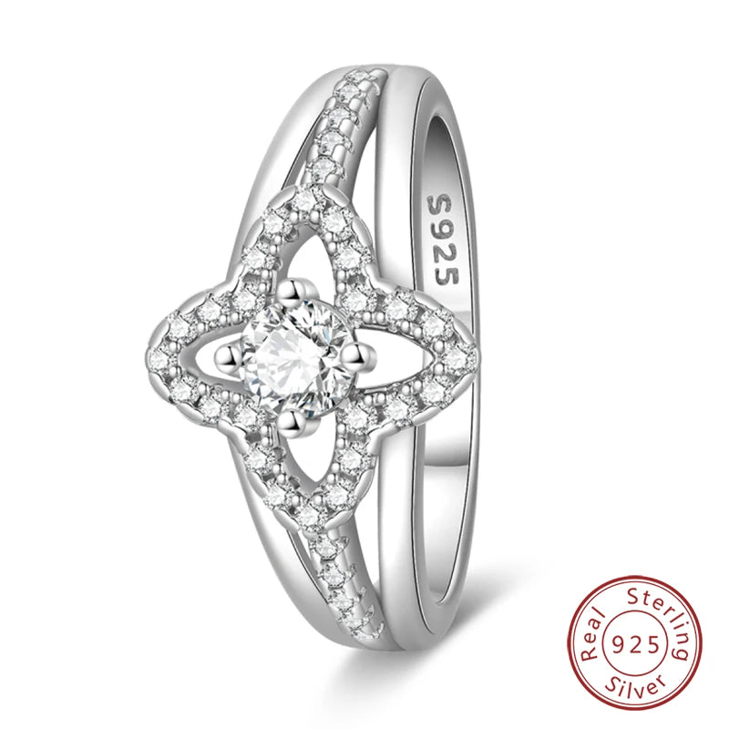 Original 925 Sterling Silver Minimalist Ring Sparkling Cubic Zirconia Ring Jewelry.