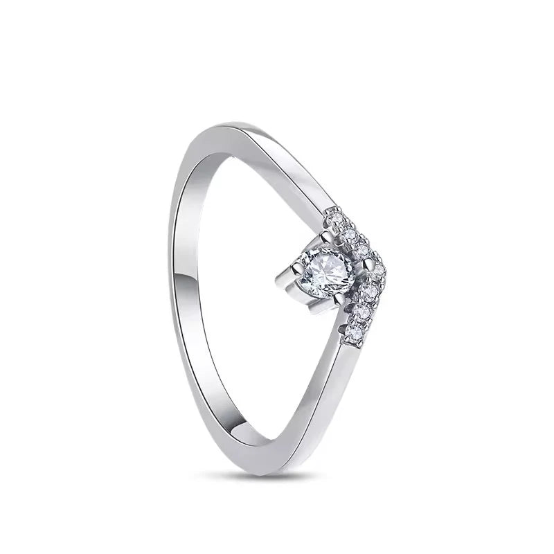 925 Sterling Silver Rings Cubic Zirconia Stackable Bands Heart Arrow Design Jewelry Gift.
