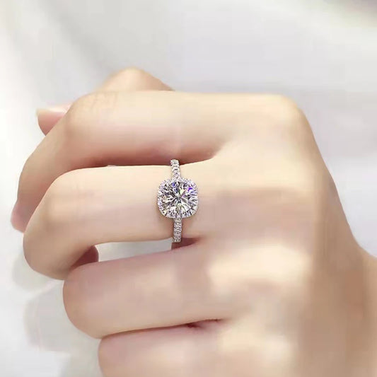 Moissanite Diamond Square Ring D Color 1CT 2CT Real 925 Sterling Silver Fine Jewellery RI018.