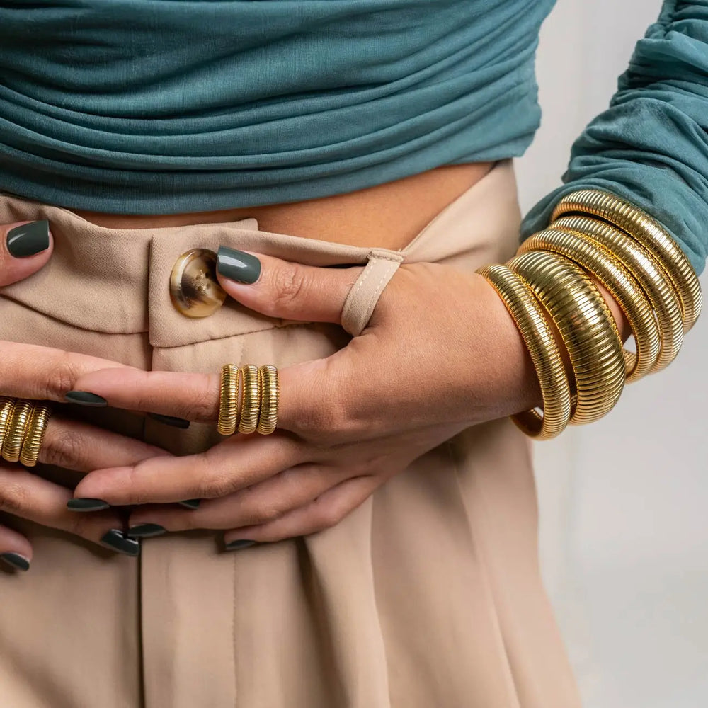Fashion 18K Gold Plated Stainless Steel Elastic Bracelet Jewellery.