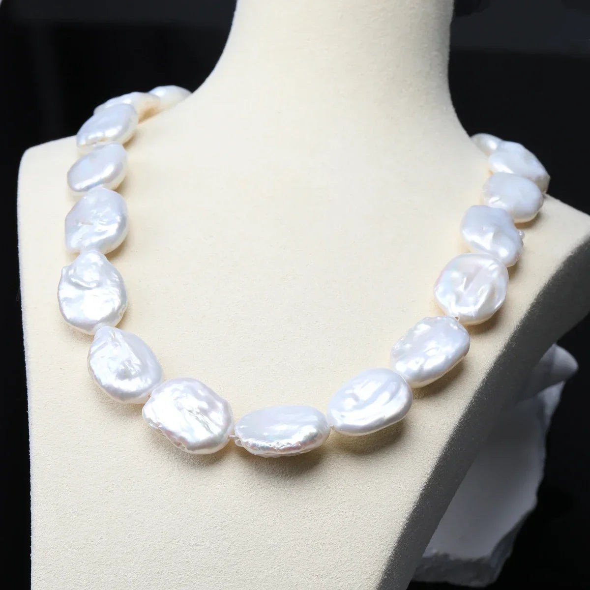 100% Natural Freshwater Bright White Irregular Square Pearl Necklace S925 Pure Silver.