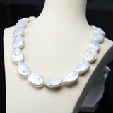 100% Natural Freshwater Bright White Irregular Square Pearl Necklace S925 Pure Silver.