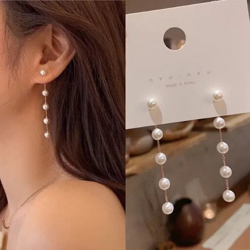 Long Wavy Fringe Hanging Earrings High-End Jewelry.