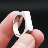 316L Stainless Steel Simple Rings For Men Square Band Flat Ring Charm Jewellery