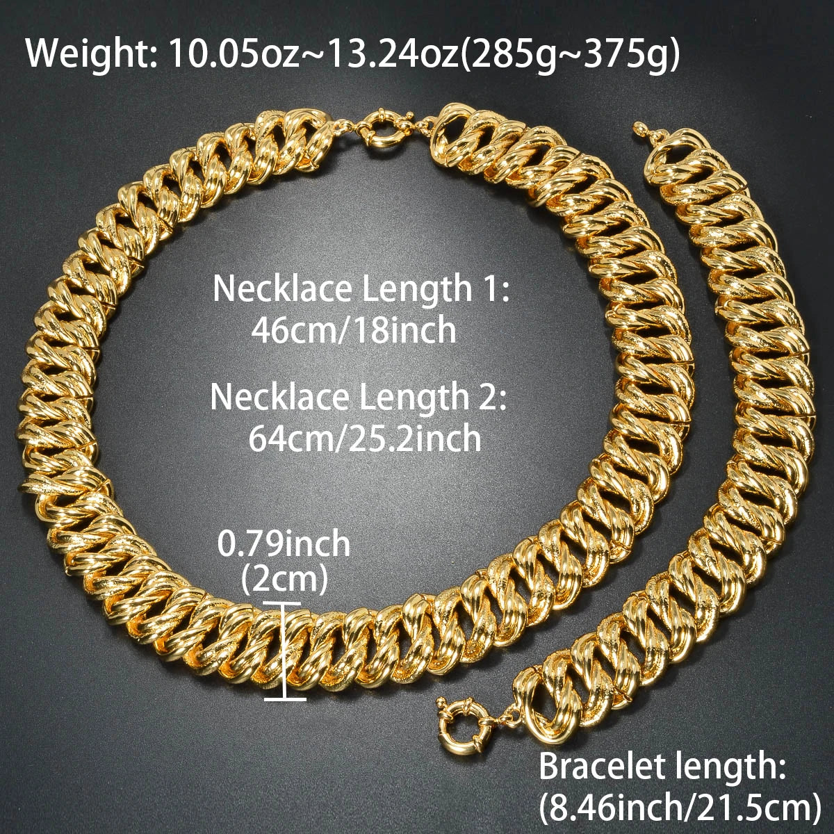 2PCS Bracelet Jewelry Set Collection for women Luxury gold plated color Dubai Necklace Man Chains Thick Links Gift
