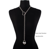 Heart Lock Slip Chain Necklace Love Chains Padlock Necklace.