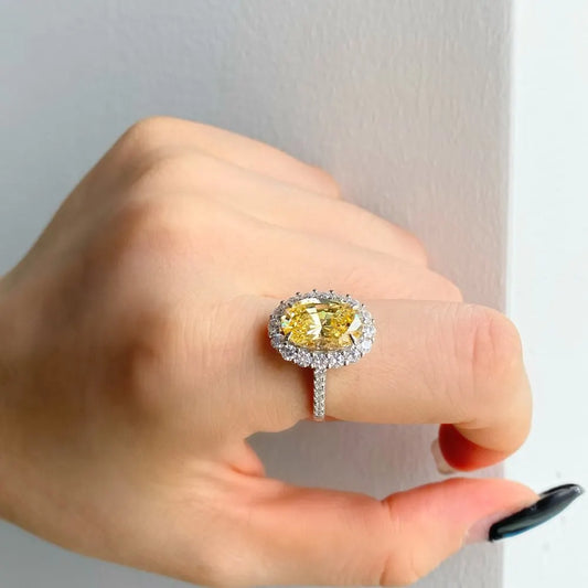 925 Sterling Silver Fine Jewelry Oval Cut 8A Cubic Zirconia Classic Luxury Ring.
