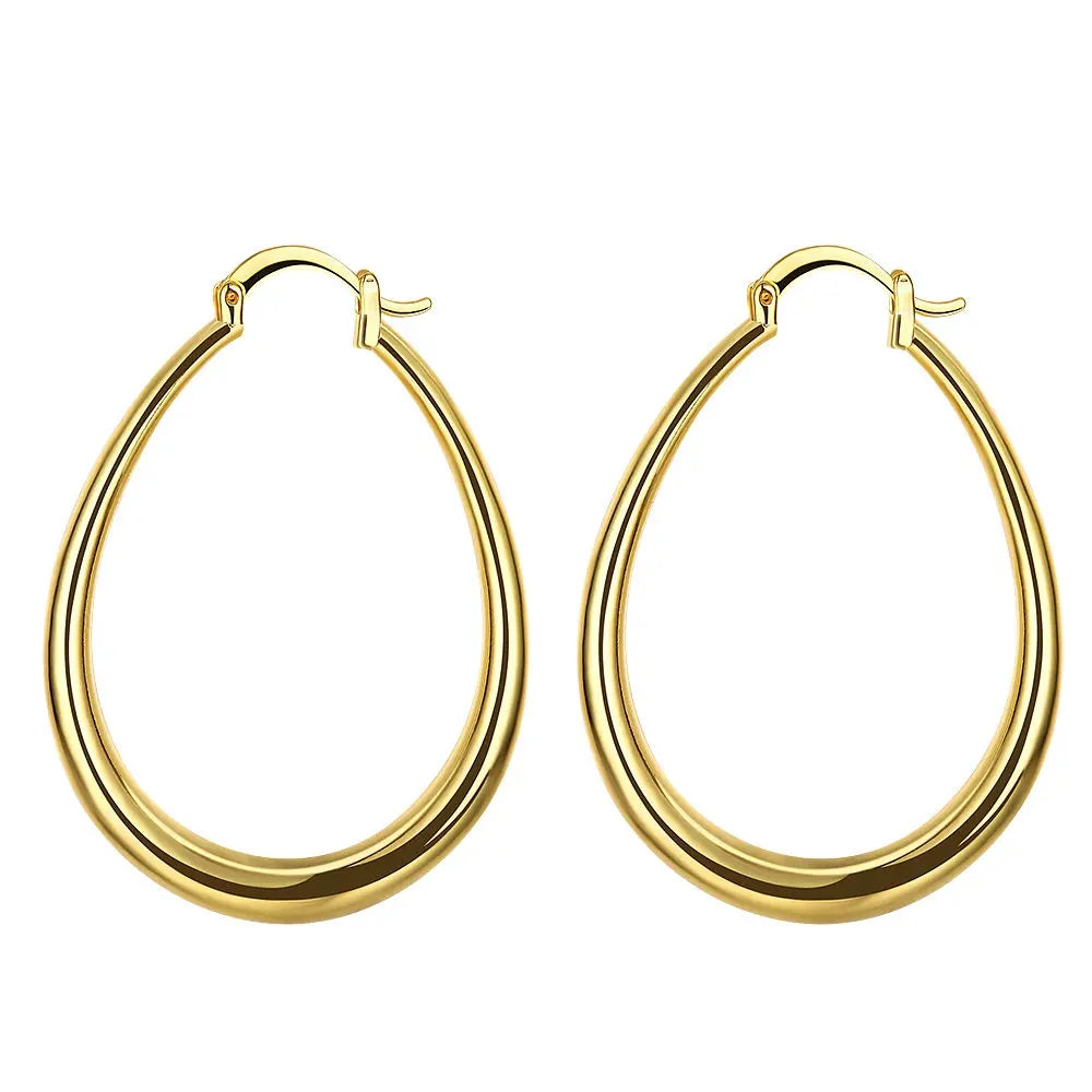 Silver 18K  oval earrings for women Fashion