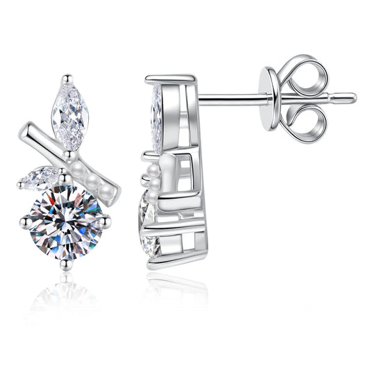 Full-Set 1ct Moissanite Earrings Women PT950 Platinum Pure platinum, even setting, all-around sparkle.