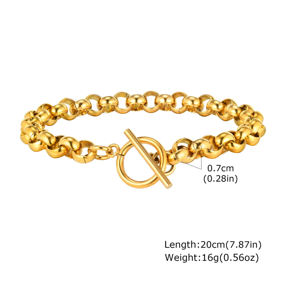 Chunky Bold Bracelets, Stainless Steel, Bracelet Gold Plated Tarnish Free.