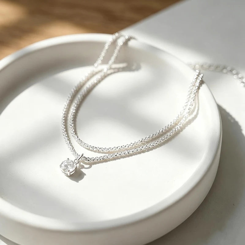 Adjustable Double Layer Cubic Zirconia Six Prong Anklet Summer Beach Waterproof Foot Jewellery.