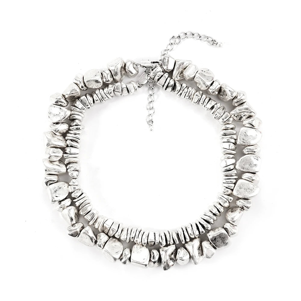 Double Layered Necklace Unique Jewelry Design Collarbone Chain Accessory.