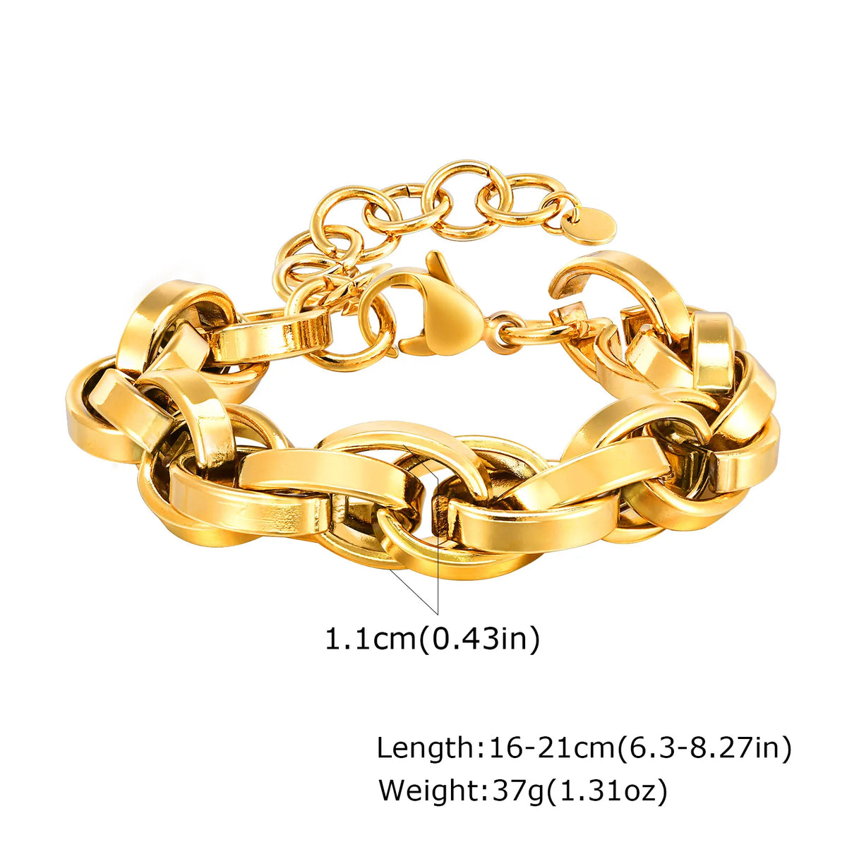 Chunky Bold Bracelets, Stainless Steel, Bracelet Gold Plated Tarnish Free.