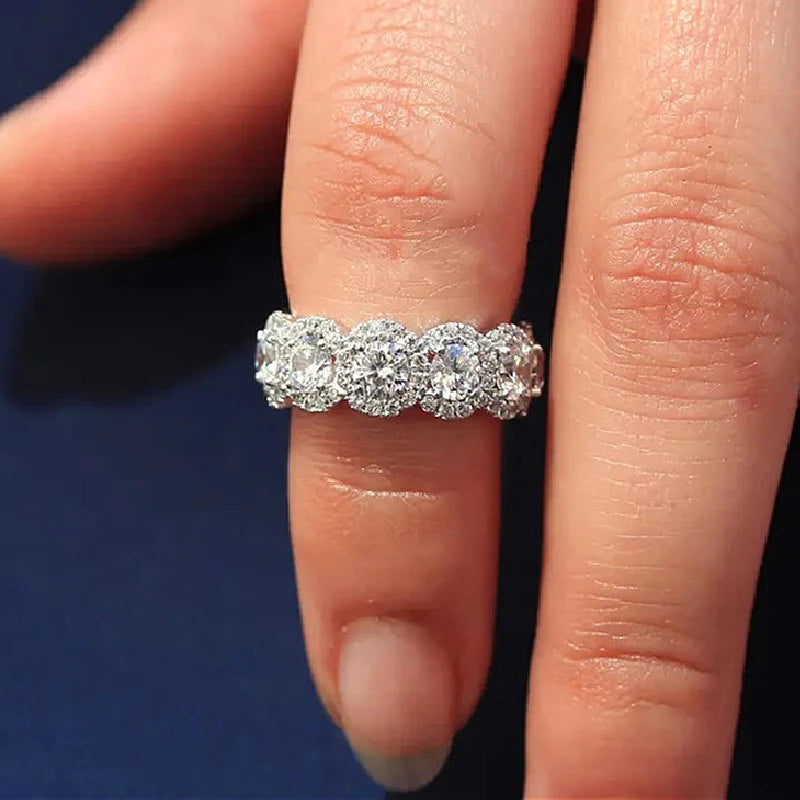Sparkling Cubic Zirconia Rings Silver Color New Modern Fashion Jewelry.