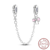 Safety Chain Fit Original 925 Sterling Silver Beads Moon Star Butterfly Heart shaped Jewellery Gift.