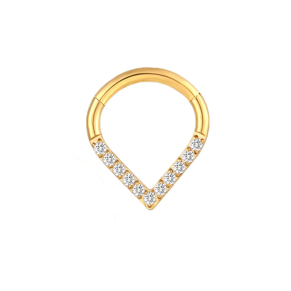 Water Drop Septum Piercing Nose Ring Clicker Cubic Zirconia Cartilage Dailly Earrings.