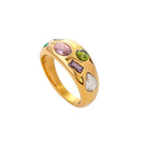 18k gold plating Cubic Zirconia Diamonds Stainless Steel Ring Waterproof jewellery.