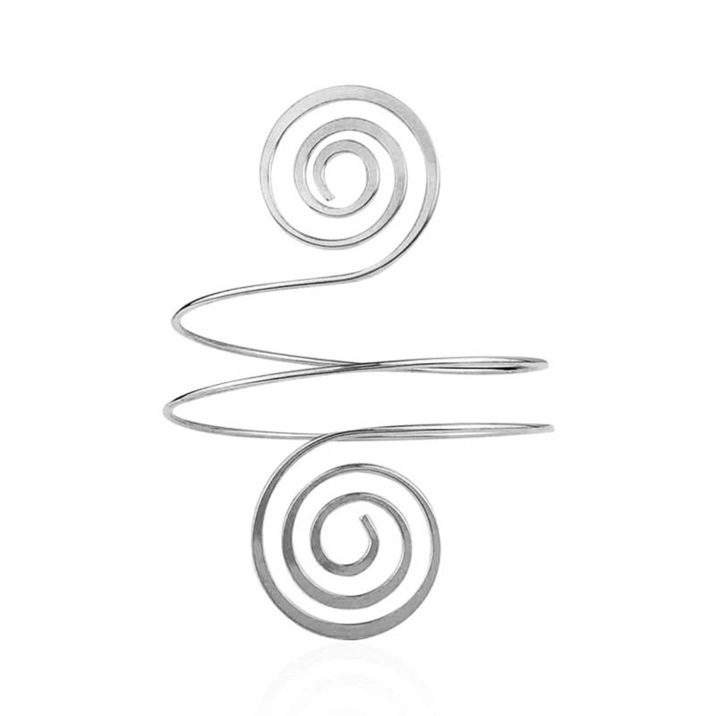 Upper Arm Bracelet Metal Coil Swirl Spiral Shape Armband Cuff Fashion Simple Arm Bangle Armlet Adjustable for Women Girl
