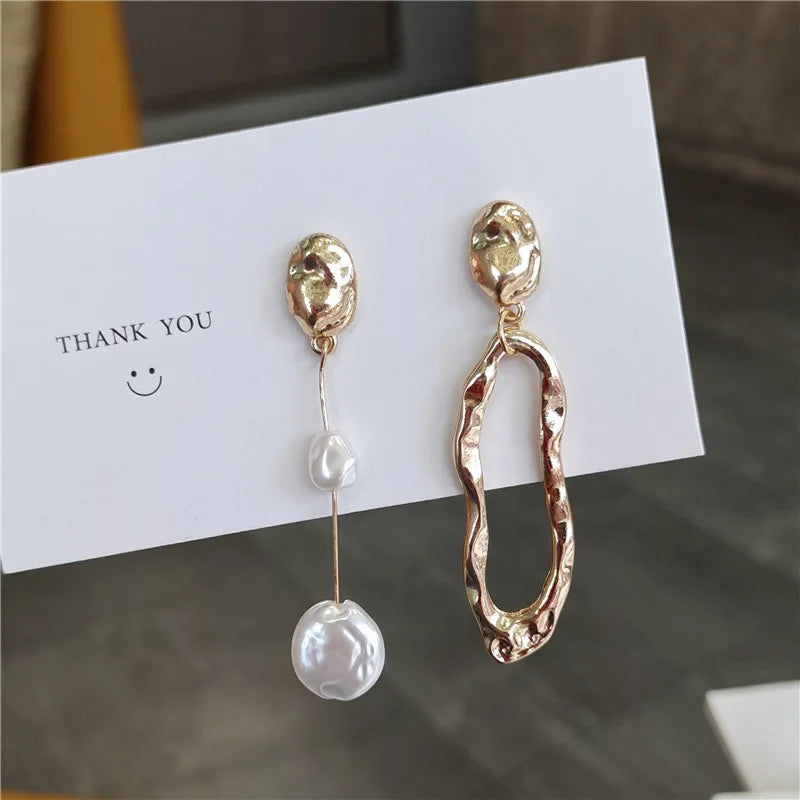 New Elegant Irregular Earring Pearl Metallic